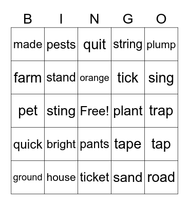 The Test! Bingo Card