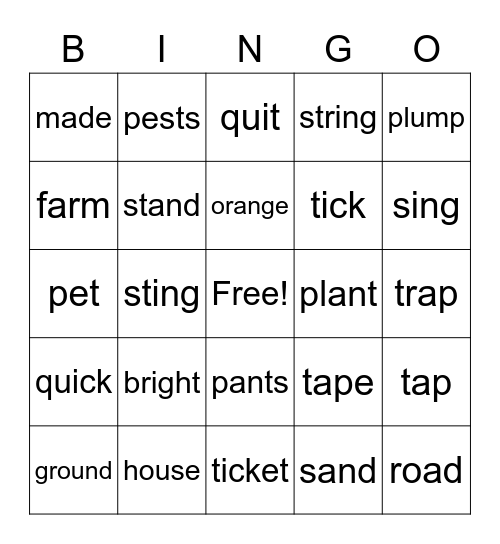 The Test! Bingo Card