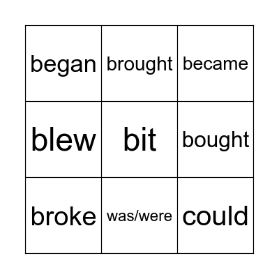 IRREGULAR VERBS Bingo Card