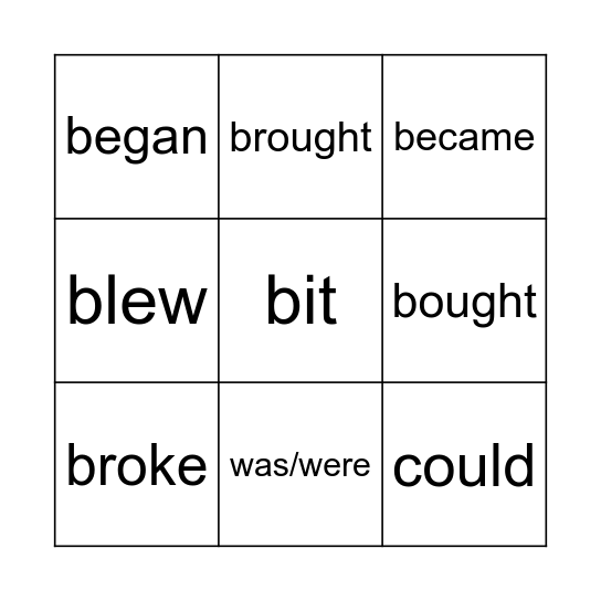 IRREGULAR VERBS Bingo Card