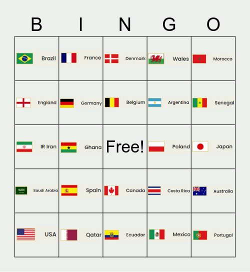 World Cup 2022! Bingo Card
