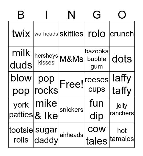yummy treats  Bingo Card
