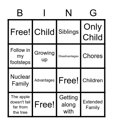 Family Bingo Card