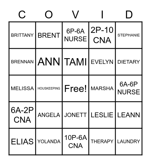 COVID BINGO Card