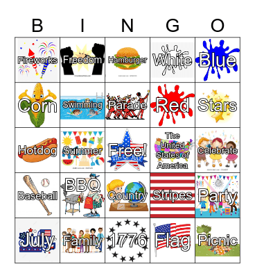 American Independence Day Bingo Card