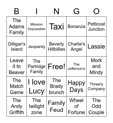 TV Bingo Card