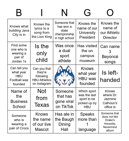 GO Athletics 2022: Icebreaker Bingo Card