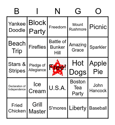 4th of July! Bingo Card