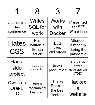 Engineering Bingo Card