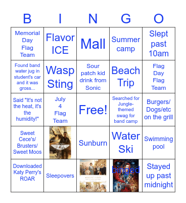 Nolensville Band Summer Bingo Card