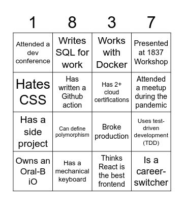 Engineering Bingo Card