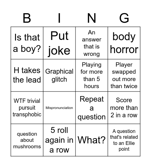 We have been playing bingo for 12 hours Bingo Card