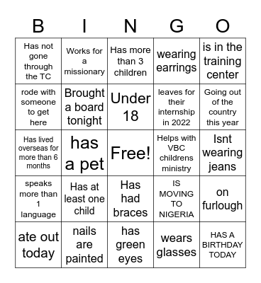 Titus 2 Table Bingo Card