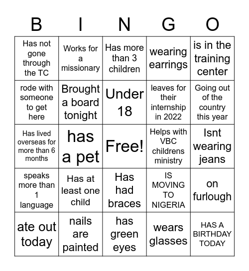 Titus 2 Table Bingo Card