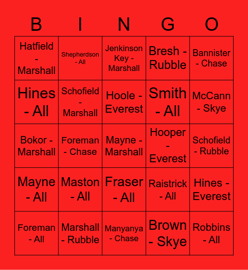 Mark - Boys Semi Finals Bingo Card
