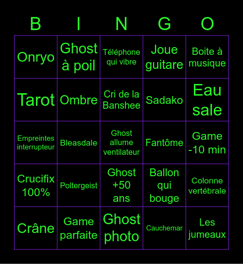 Bingo n°2 Bingo Card