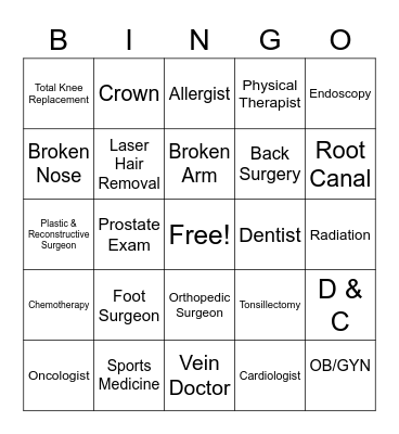 Doctor Bingo Card