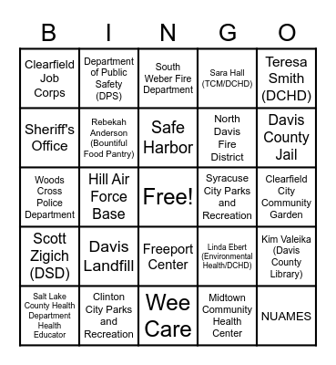 Community Partner Bingo! Bingo Card
