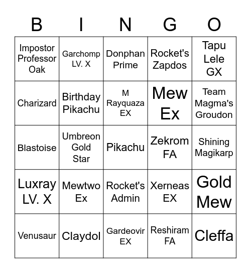 Celebrations Bingo Card
