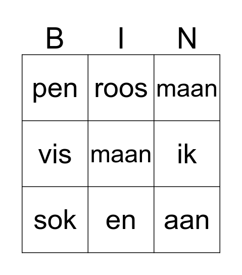 kern 1Untitled Bingo Card