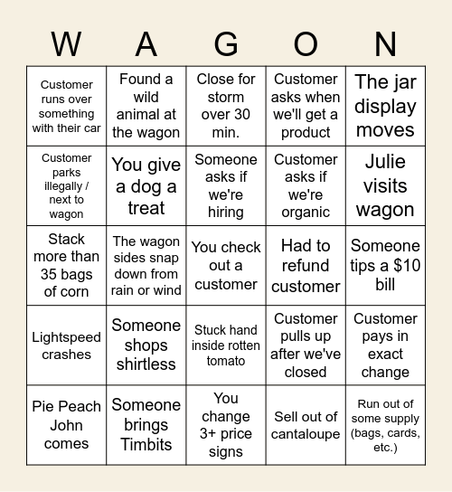 The Witten Bingo Game Bingo Card