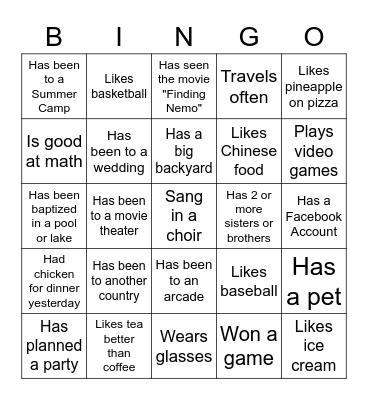 Icebreakers Bingo Card
