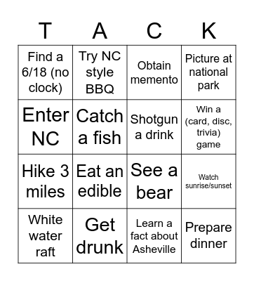 NC FAMILY BINGO Card