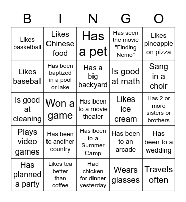 Icebreakers Bingo Card