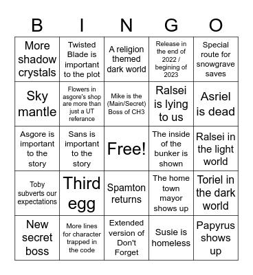 DR Chapter 3+ Bingo Card Bingo Card