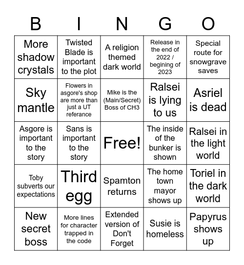 DR Chapter 3+ Bingo Card Bingo Card
