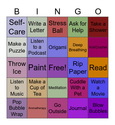 Coping Skills Bingo Card