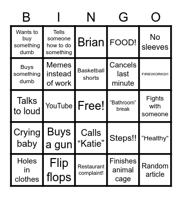 Dan Bingo Card