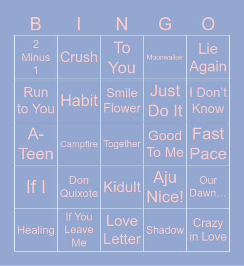 SVT SETLIST Bingo Card