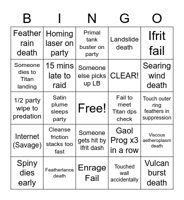 UWU Bingo Card