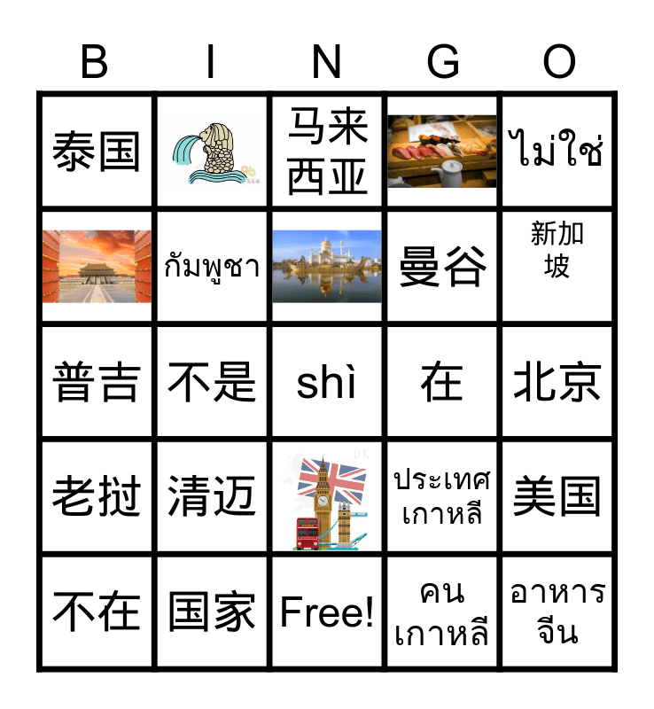 国家 ประเทศต่างๆ Bingo Card