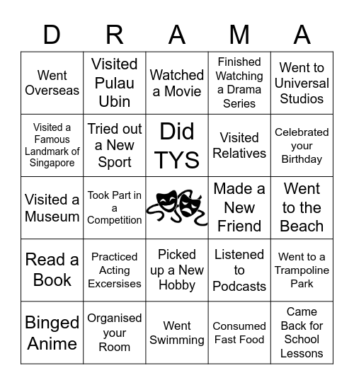 June Holidays (Drama) V2 Bingo Card