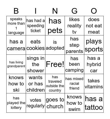 DIVERSITY BINGO Card
