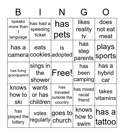 DIVERSITY BINGO Card