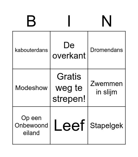 Kinderdisco muziek Bingo Card