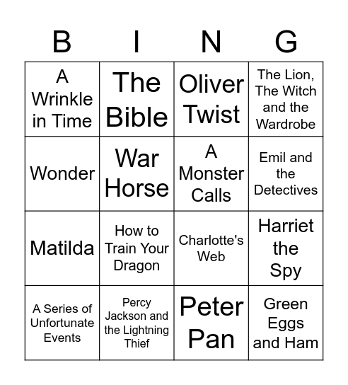 BOOK BINGO! Bingo Card