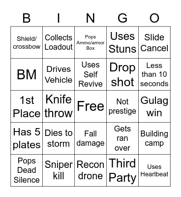 My cod bingo Card