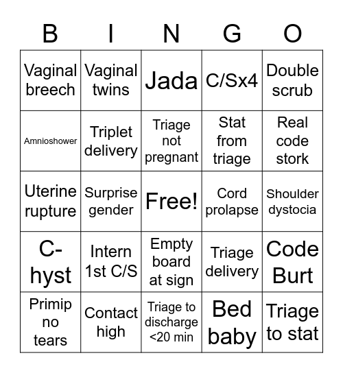 Block 1 L&D: Day Team Bingo Card