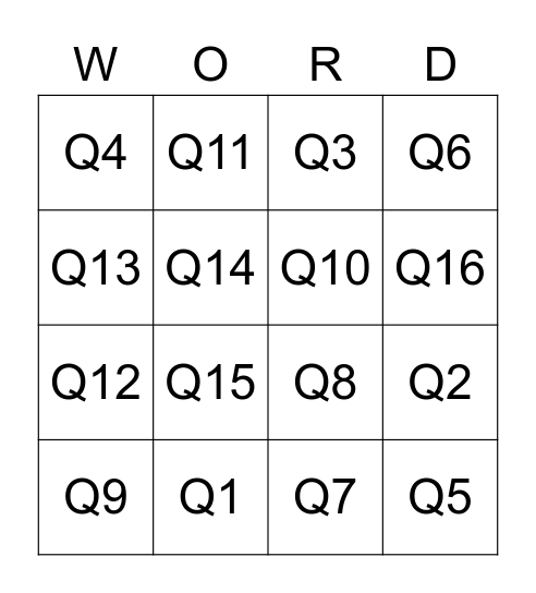 Word Substitution (1) Bingo Card