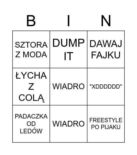 BARTEK BINGO Card