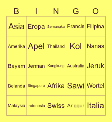 Yoyo Bingo Card