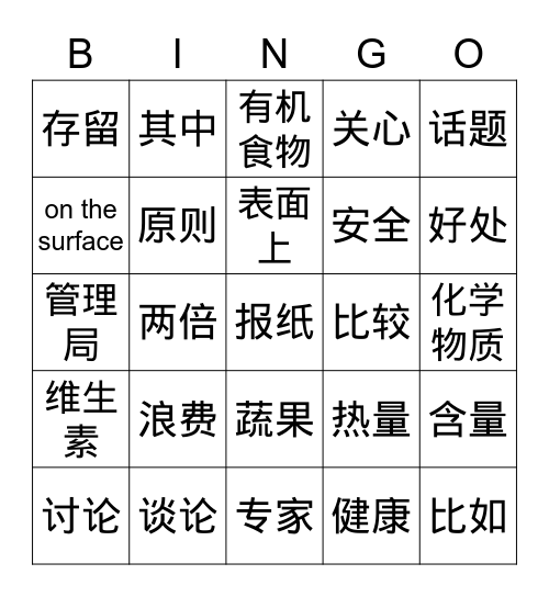 有机？无机？ Bingo Card