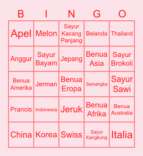 Punya Dinda Cantik!!! Bingo Card