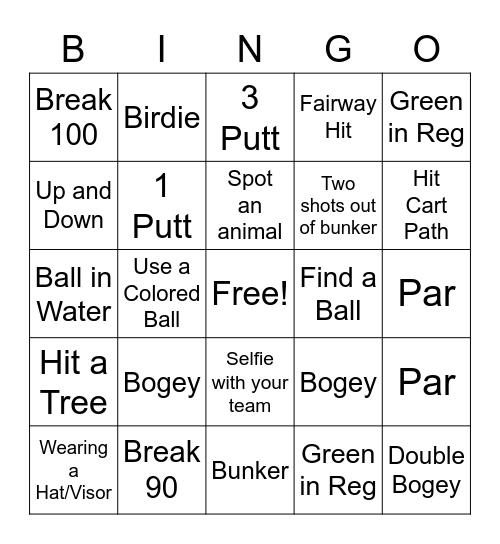 Ladies AM League Bingo Card