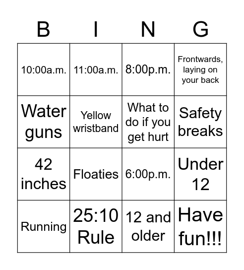 Meet the Beach Bingo! Bingo Card
