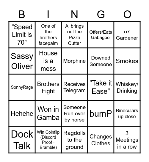 General DiCenzo Bingo Card